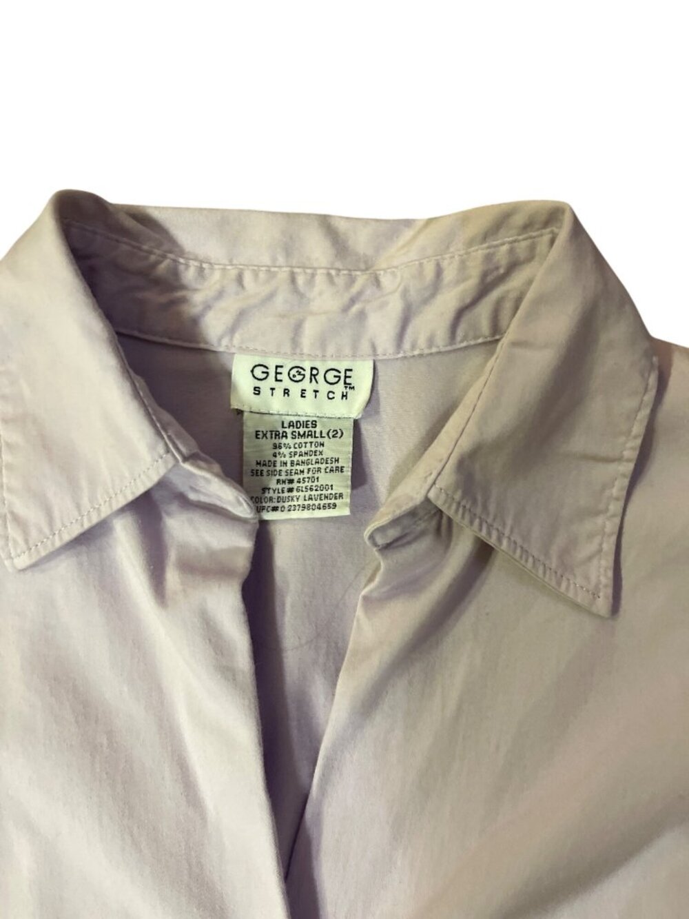 George Stretch Womens XS 2 Dusty Lavender Fitted Button Down Shirt Cotton Blend - Picture 12 of 12